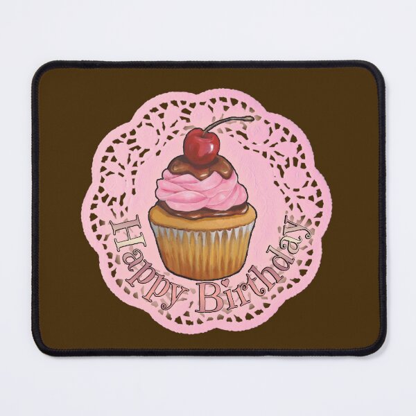 Item preview, Happy Birthday Cupcake on Pink Doily designed and sold by JoyfulWhimsy.