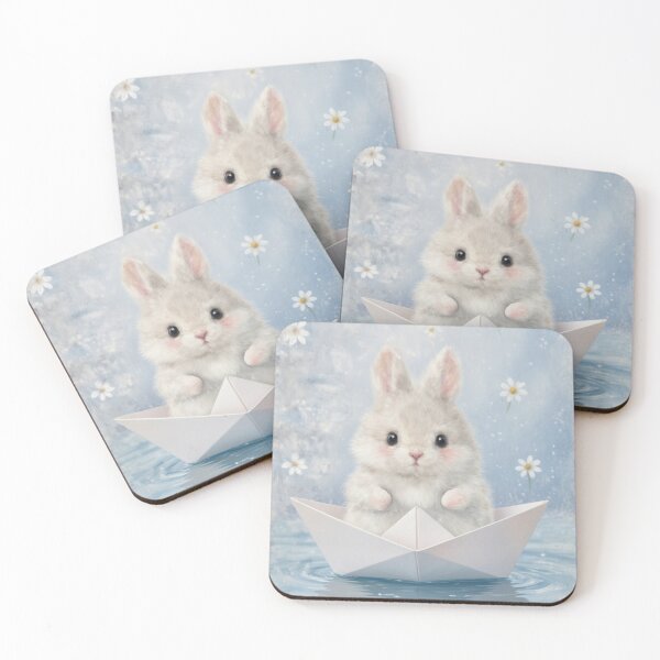 Item preview, Cute Baby Bunny in Paper Boat - Whimsical Nautical Nursery Art designed and sold by lovelistivkaa.