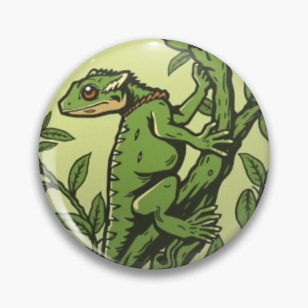 Item preview, Jungle Spirit Gecko Vintage Nature Badge Design designed and sold by MystiColo.