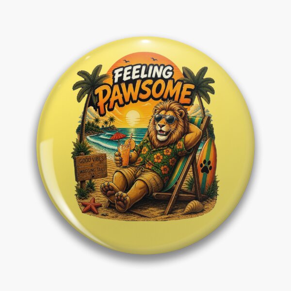 Item preview, Funny Lion Beach Design – Feeling Pawsome Summer Vibes Vacation Animal designed and sold by PixelsPaws.