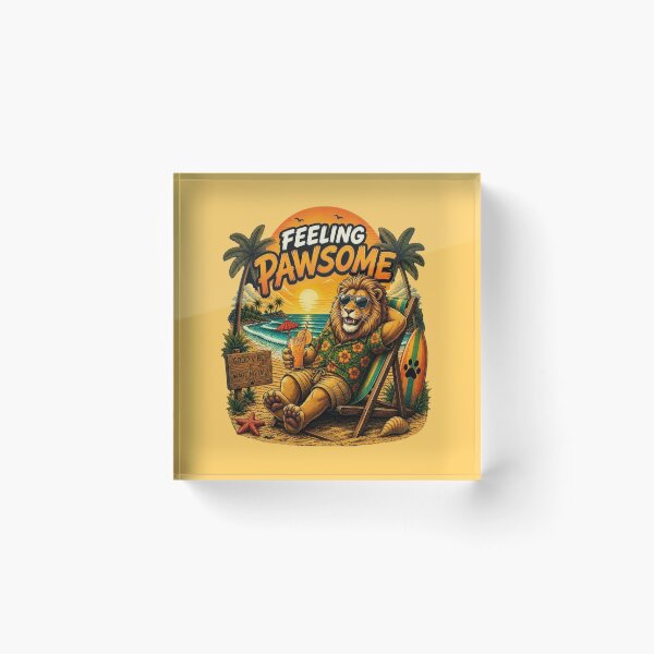 Item preview, Funny Lion Beach Design – Feeling Pawsome Summer Vibes Vacation Animal designed and sold by PixelsPaws.