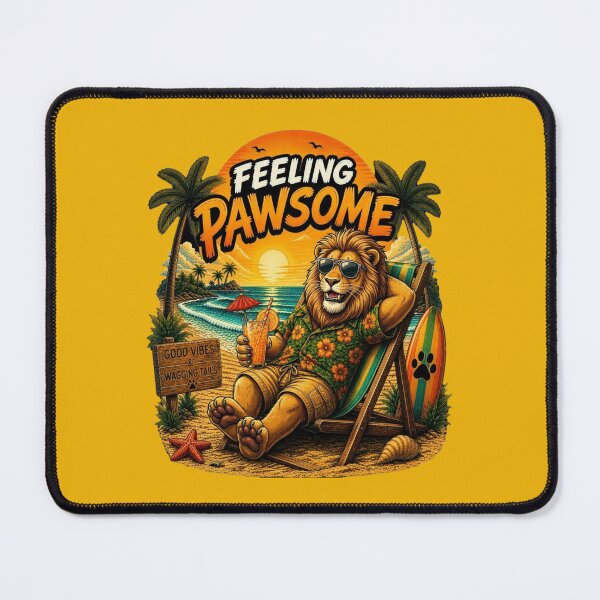 Aperçu de l'œuvre Design de plage avec un lion amusant – Ambiance estivale et animaux de vacances créée et vendue par PixelsPaws.