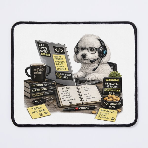 Item preview, Bichon Frise Coding Dog – Realistic Programmer Puppy designed and sold by YamiSociety.