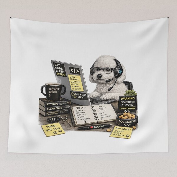 Item preview, Bichon Frise Coding Dog – Realistic Programmer Puppy designed and sold by YamiSociety.
