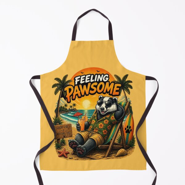 Item preview, Funny Badger Beach Design – Feeling Pawsome Summer Vibes Vacation Animal designed and sold by PixelsPaws.