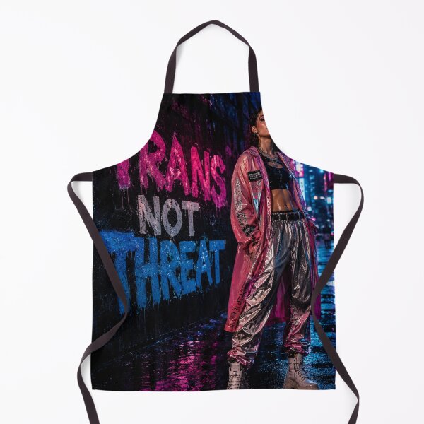 Item preview, TRANS NOT THREAT Cyberpunk Activist Typography T-Shirt | Futuristic LGBTQ Pride Streetwear Design designed and sold by Vvmd.