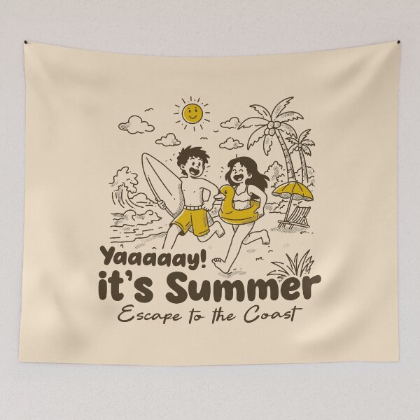 Item preview, Yaaay It’s Summer – Fun Beach Vibes Cartoon Design designed and sold by adipra.