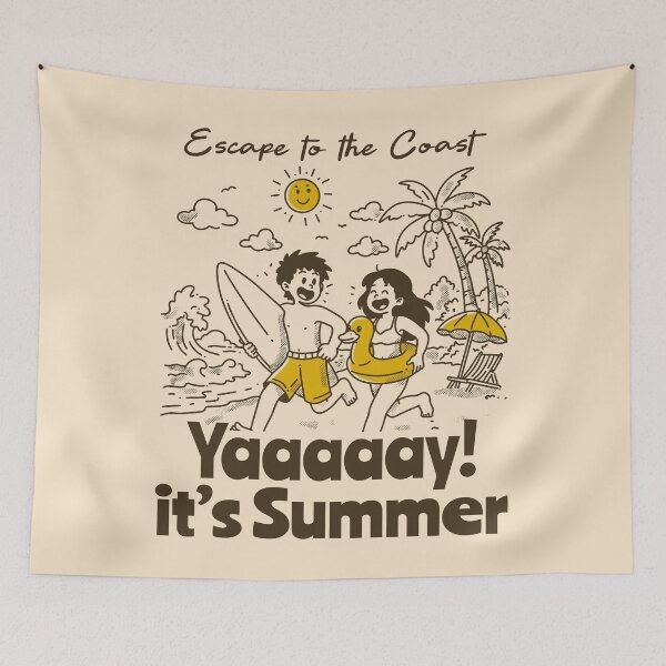 Item preview, Yaaay It’s Summer – Fun Beach Vibes Cartoon Design designed and sold by adipra.