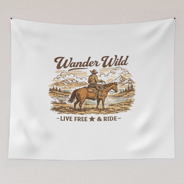 Item preview, Wander Wild Cowboy Horse T-Shirt designed and sold by Matinez Pink.