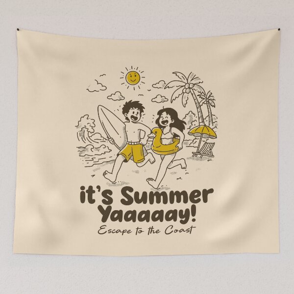 Item preview, Yaaay It’s Summer – Fun Beach Vibes Cartoon Design designed and sold by adipra.