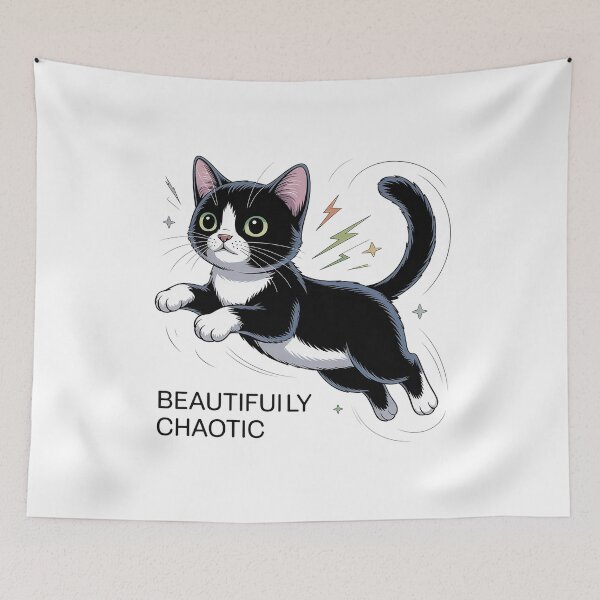 Item preview, Beautifully Chaotic Funny Tuxedo Cat Design designed and sold by Cool-cat-art.