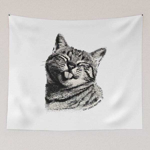 Item preview, Cat Lives Matter | Funny Blepping Cat Stippling Art designed and sold by DanniJordan.