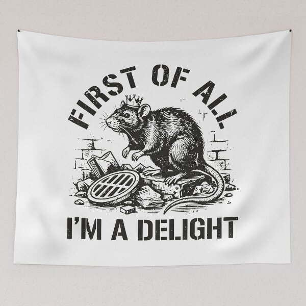 Item preview, First Of All I’m A Delight Sarcastic Trash Rat Vintage designed and sold by Majnon8bp.