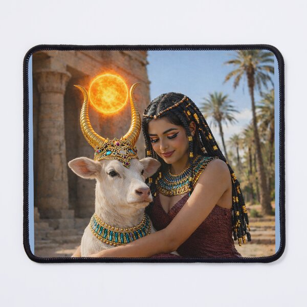 Item preview, Sacred Egyptian Goddess with Golden Sun Crown | Ancient Hathor Inspired Art | Spiritual Egypt Aesthetic designed and sold by TuyaArts.