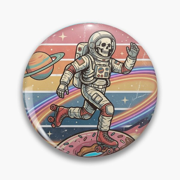 Item preview, Retro Skeleton Skating Through The Glazed Galaxy designed and sold by aashcreat.