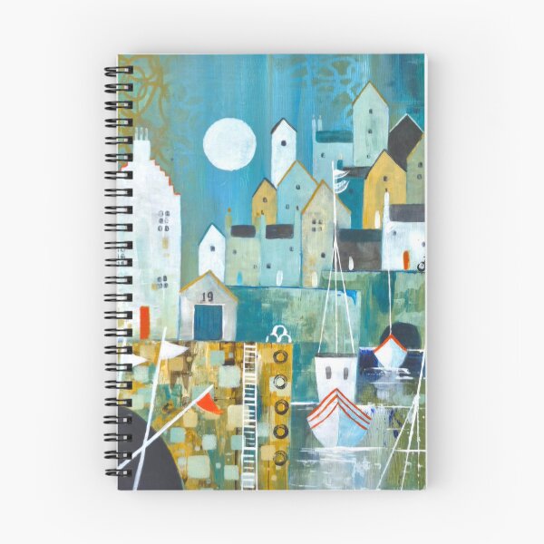 Item preview, Harbour scene with cottages and boats designed and sold by Ingrid Mayes.
