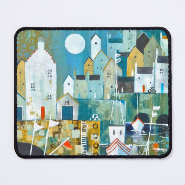 Item preview, Harbour scene with cottages and boats designed and sold by Ingrid Mayes.