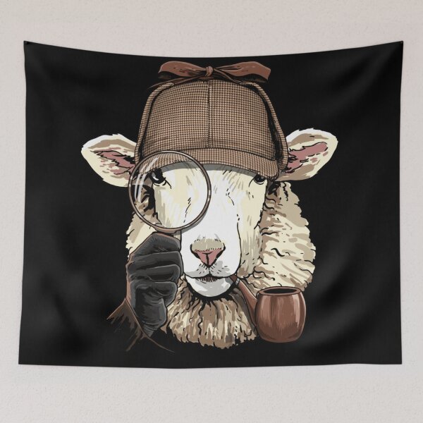 Item preview, Detective Sheep Wearing Sherlock Holmes Hat And Smoking Pipe Funny Animal designed and sold by GalenoHenley.