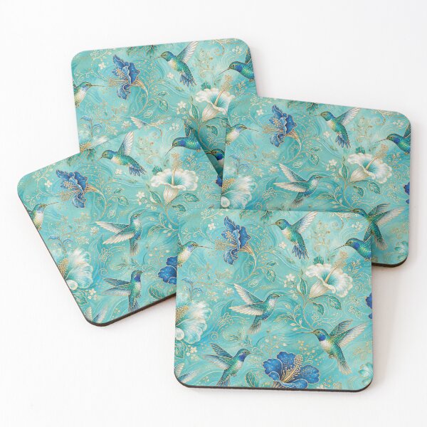 Item preview, Glamorous Colibri — Turquoise Hummingbird Repeat designed and sold by Jandedan.