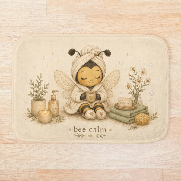 Item preview, Bee Calm Cottagecore Bath Mat designed and sold by IRYNASHOP.