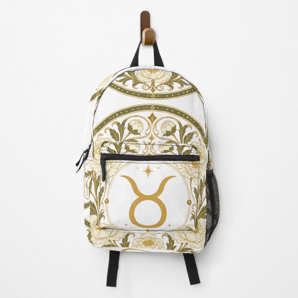Item preview, Taurus Zodiac Floral Badge – Gold Symbol with White Peony Botanical Ornamental Circle Illustration designed and sold by Symbol Universe.
