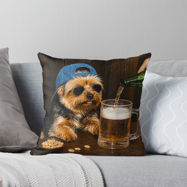Item preview, Funny Yorkshire Terrier Dog Wearing Hat And Sunglasses Drinking Beer Bar designed and sold by GalenoHenley.
