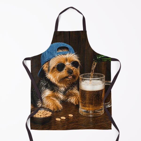 Item preview, Funny Yorkshire Terrier Dog Wearing Hat And Sunglasses Drinking Beer Bar designed and sold by GalenoHenley.