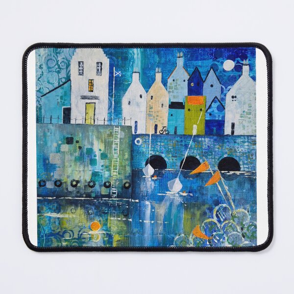 Item preview, Harbour scene with cottages and boats designed and sold by Ingrid Mayes.