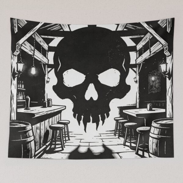 Item preview, Whispers of the Skull Tavern – Shadow Silhouette Art designed and sold by TheInkRaven.