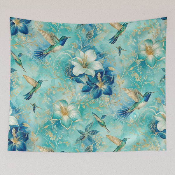 Item preview, Turquoise Hummingbird Repeat designed and sold by Jandedan.