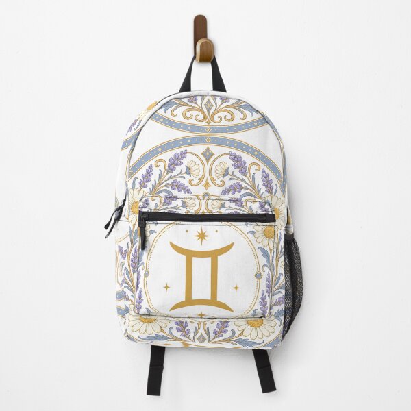 Item preview, Gemini Zodiac Floral Badge – Gold Symbol with Daisy and Lavender Botanical Ornamental Circle Illustration designed and sold by Symbol Universe.