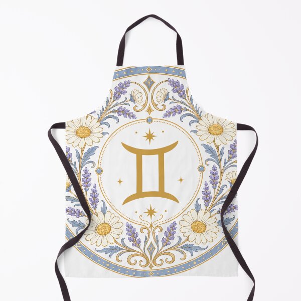 Item preview, Gemini Zodiac Floral Badge – Gold Symbol with Daisy and Lavender Botanical Ornamental Circle Illustration designed and sold by Symbol Universe.