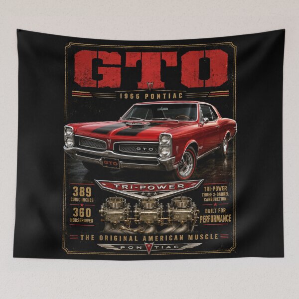 Item preview, 1966 Pontiac GTO Tri-Power Classic Muscle Car Vintage Art designed and sold by TheArtOfCar.