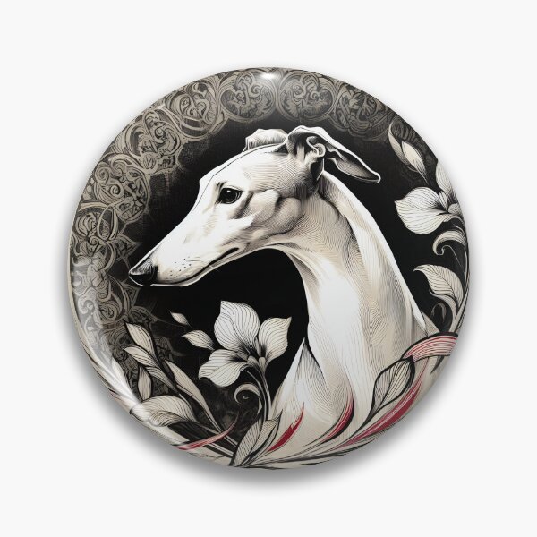 Item preview, GALOGO - Lunar Greyhound V - Floral Moon Greyhound – Elegant Sighthound Japanese Ink Art designed and sold by GALOGO – Art for Sighthounds & Animal Welfare.