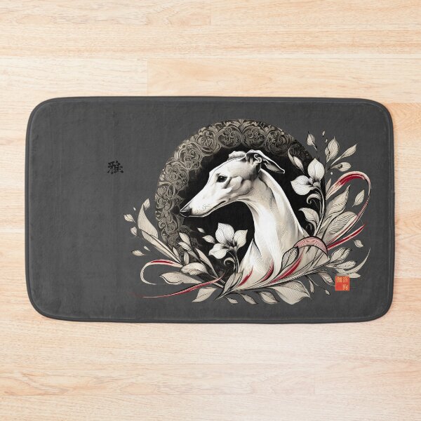 Item preview, GALOGO - Lunar Greyhound V - Floral Moon Greyhound – Elegant Sighthound Japanese Ink Art designed and sold by GALOGO – Art for Sighthounds & Animal Welfare.