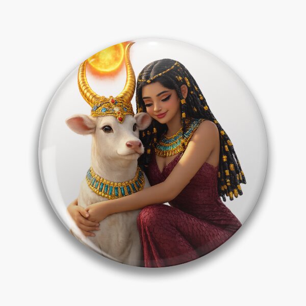 Item preview, Sacred Egyptian Goddess with Golden Sun Crown ,Ancient Hathor Inspired Art | Spiritual Egypt Aesthetic,cartoon  designed and sold by TuyaArts.