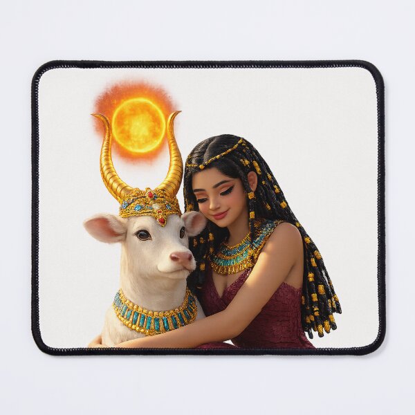 Item preview, Sacred Egyptian Goddess with Golden Sun Crown ,Ancient Hathor Inspired Art | Spiritual Egypt Aesthetic,cartoon designed and sold by TuyaArts.