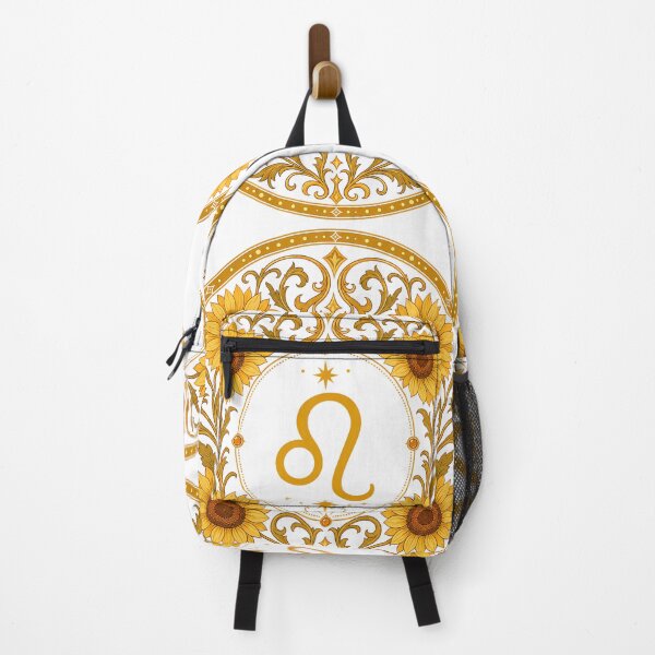 Item preview, Leo Zodiac Floral Badge – Gold Symbol with Sunflower Botanical Ornamental Circle Illustration designed and sold by Symbol Universe.