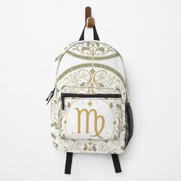 Item preview, Virgo Zodiac Floral Badge – Gold Symbol with Gardenia and Baby's Breath Botanical Ornamental Circle Illustration designed and sold by Symbol Universe.