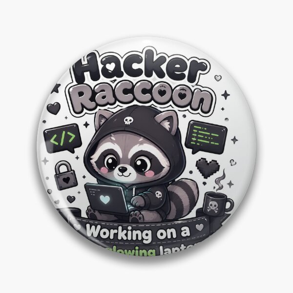 Item preview, Hacker Raccoon Tiny Glowing Laptop Kawaii Coder designed and sold by ArtdesignsA.