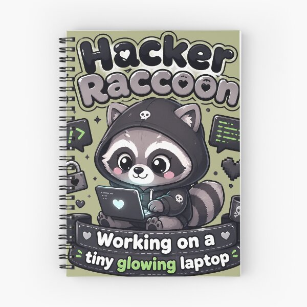 Item preview, Hacker Raccoon Tiny Glowing Laptop Kawaii Coder designed and sold by ArtdesignsA.