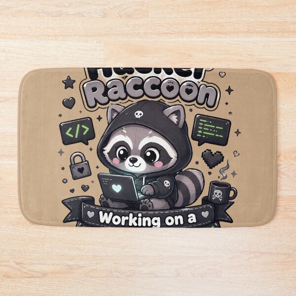 Item preview, Hacker Raccoon Tiny Glowing Laptop Kawaii Coder designed and sold by ArtdesignsA.