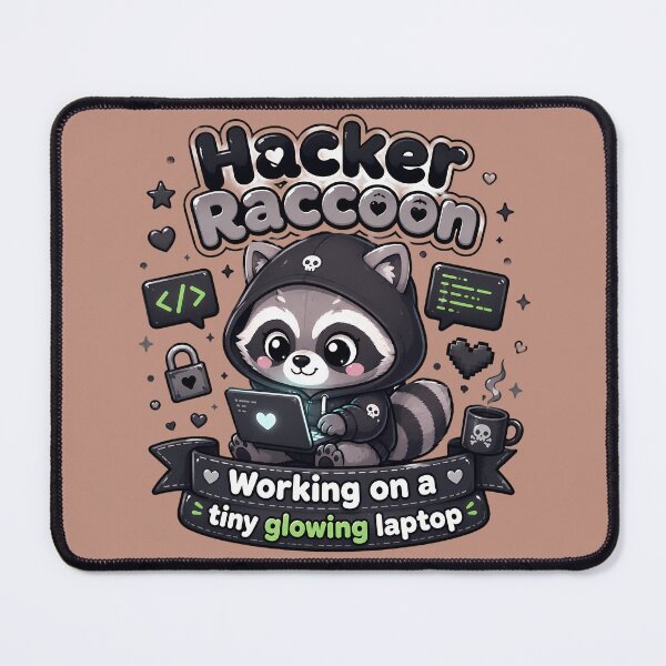 Item preview, Hacker Raccoon Tiny Glowing Laptop Kawaii Coder designed and sold by ArtdesignsA.