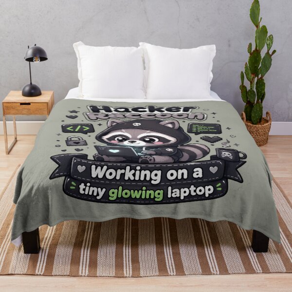 Item preview, Hacker Raccoon Tiny Glowing Laptop Kawaii Coder designed and sold by ArtdesignsA.