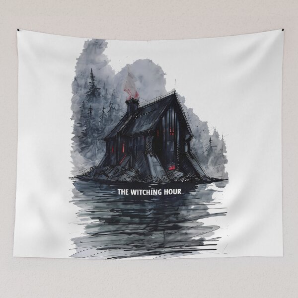 Item preview, THE WITCHING HOUR - Dark Brutalist Forest Cabin designed and sold by Modern Nest Art.