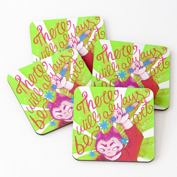 Item preview, There Will Always Be Art Print | Neon Green Indie Illustration | Artist Motivation Wall Art designed and sold by ghostieking.