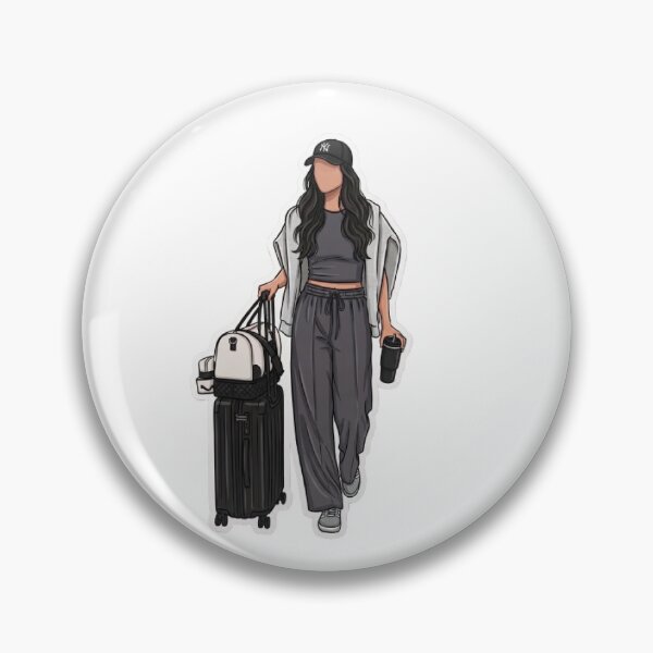 Item preview, Travel Aesthetic Girl Summer Vacation Holiday Trip Airport Plane Outfit Fashion Grey Black White designed and sold by SamiraArts.