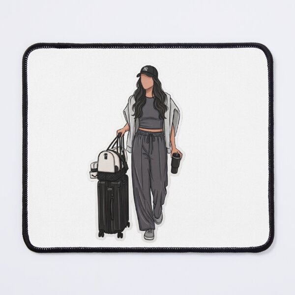 Item preview, Travel Aesthetic Girl Summer Vacation Holiday Trip Airport Plane Outfit Fashion Grey Black White designed and sold by SamiraArts.