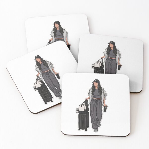 Item preview, Travel Aesthetic Girl Summer Vacation Holiday Trip Airport Plane Outfit Fashion Grey Black White designed and sold by SamiraArts.