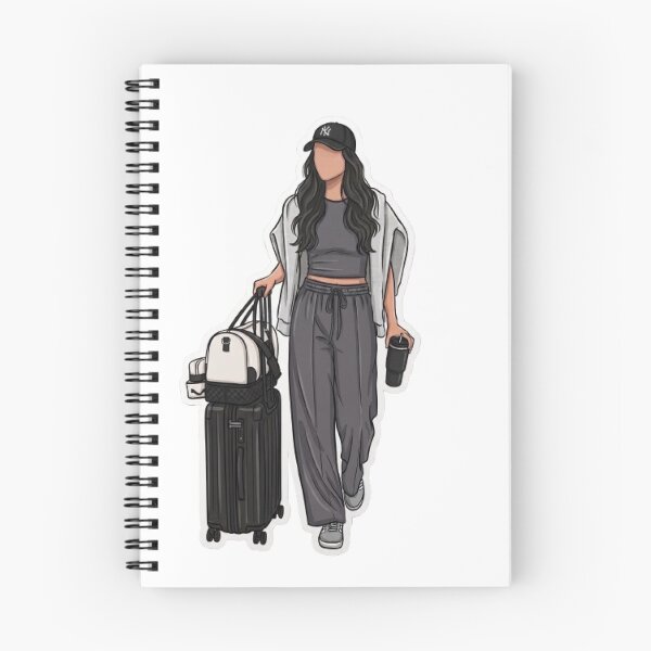 Item preview, Travel Aesthetic Girl Summer Vacation Holiday Trip Airport Plane Outfit Fashion Grey Black White designed and sold by SamiraArts.